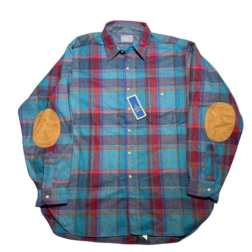 Vintage NWT Pendleton Wool Flannel Shirt XL Elbow Patches USA
